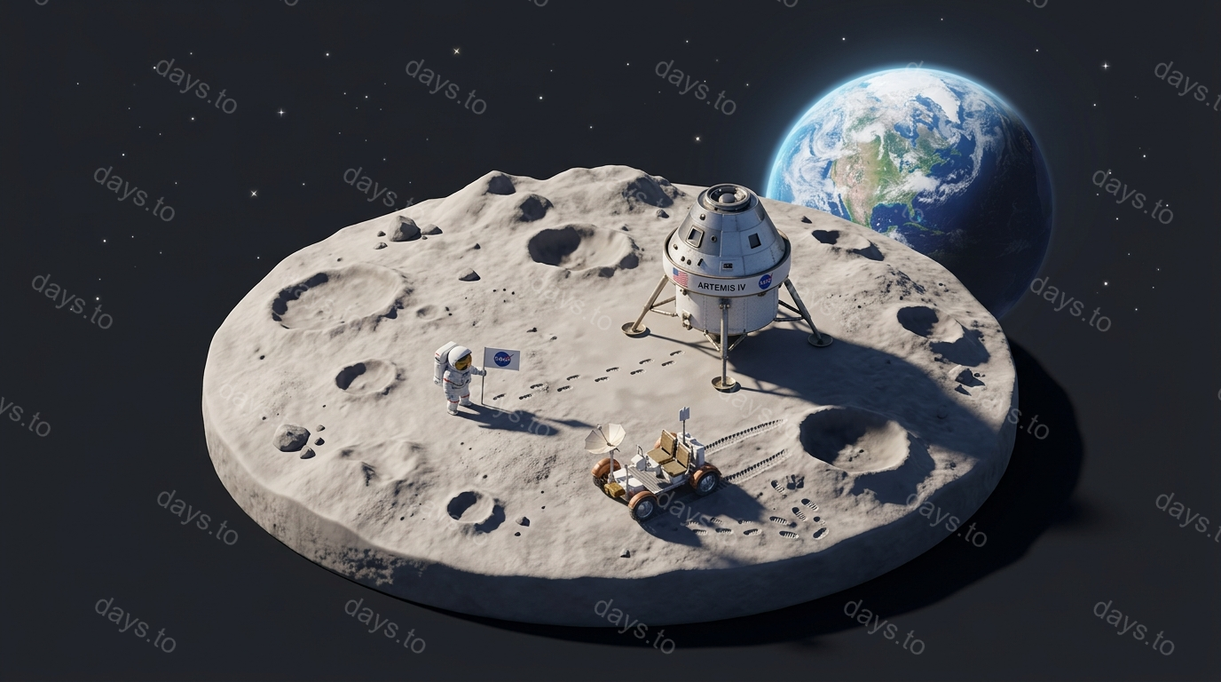 Artemis IV: Crewed Moon Landing countdown - Tech